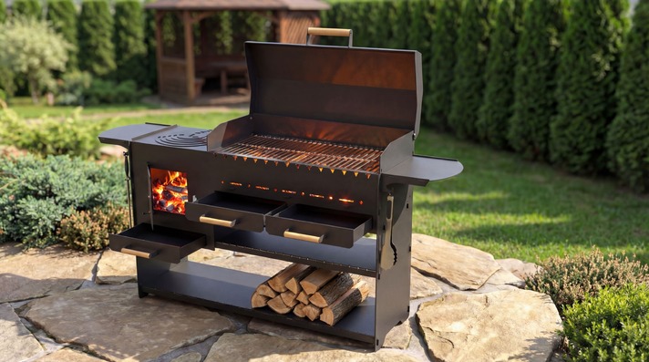 Modern with Stove Fire Pit Grill. DXF, SVG files for laser, plasma cutting
