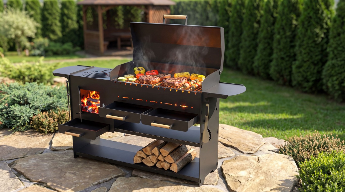 Modern with Stove Fire Pit Grill. DXF, SVG files for laser, plasma cutting. Фото 3