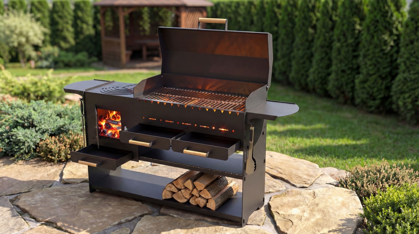 Modern with Stove Fire Pit Grill. DXF, SVG files for laser, plasma cutting