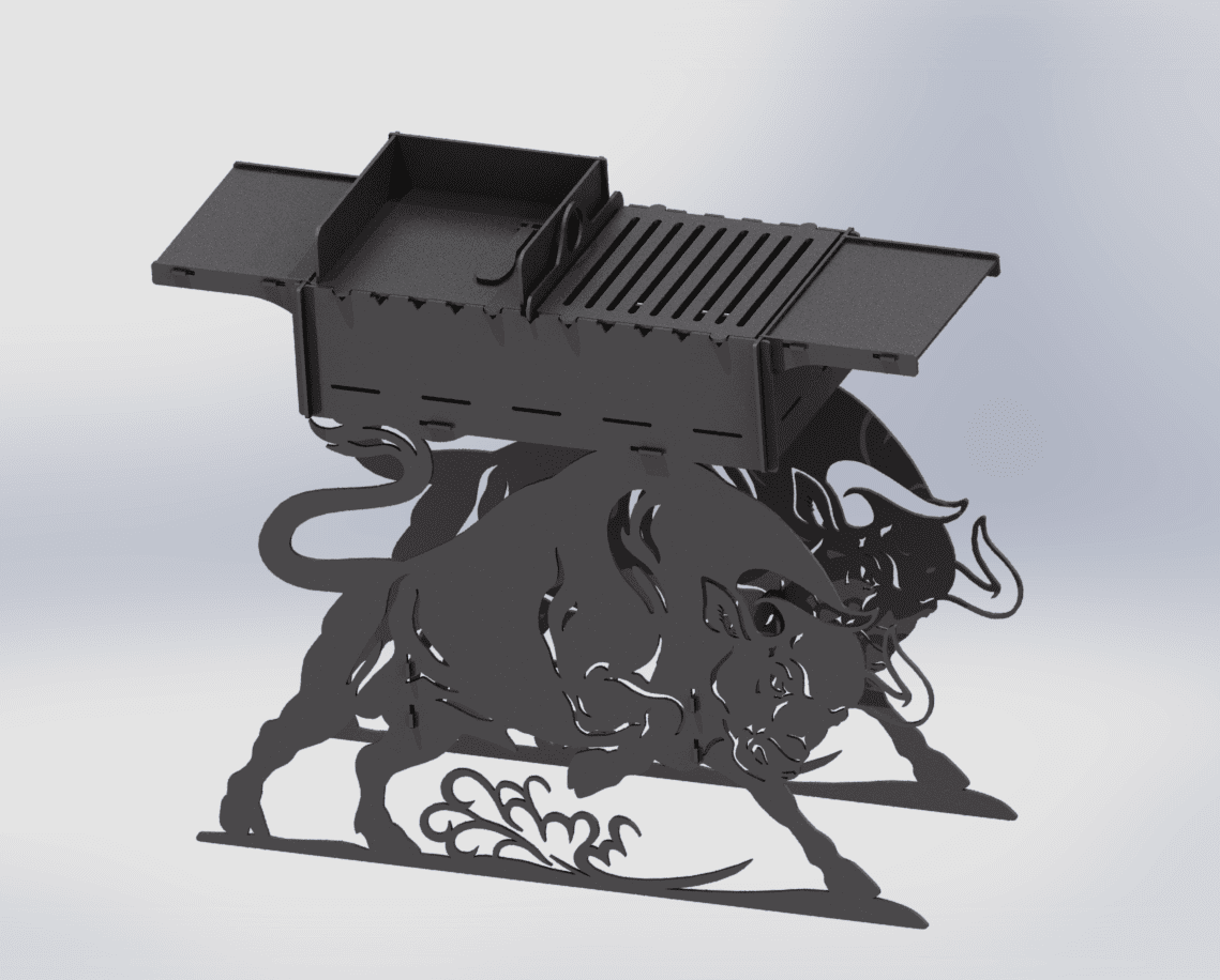Bull Fire Pit Barbecue. DXF files for plasma, laser cutting. Фото 4