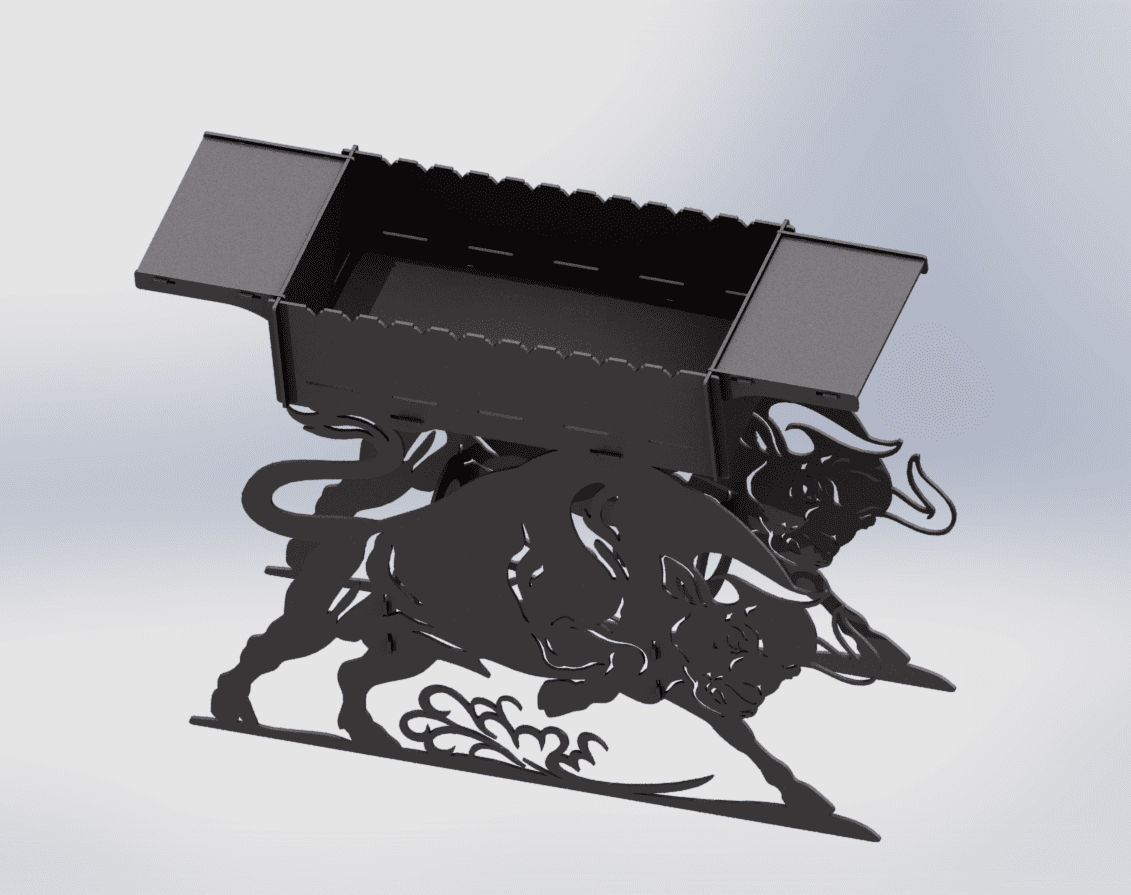 Bull Fire Pit Barbecue. DXF files for plasma, laser cutting. Фото 6