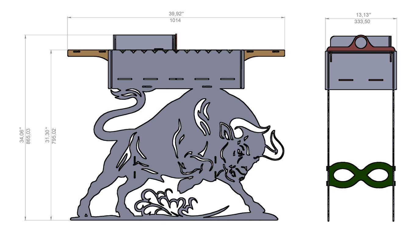 Bull Fire Pit Barbecue. DXF files for plasma, laser cutting. Фото 9