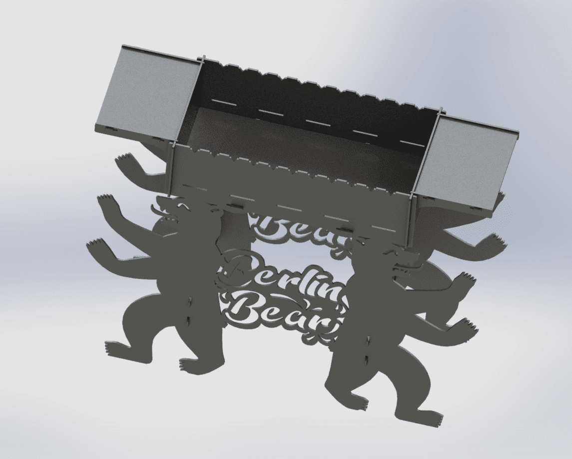 Berlin Bear Fire Pit Grill. DXF files for plasma, laser cutting. Фото 6