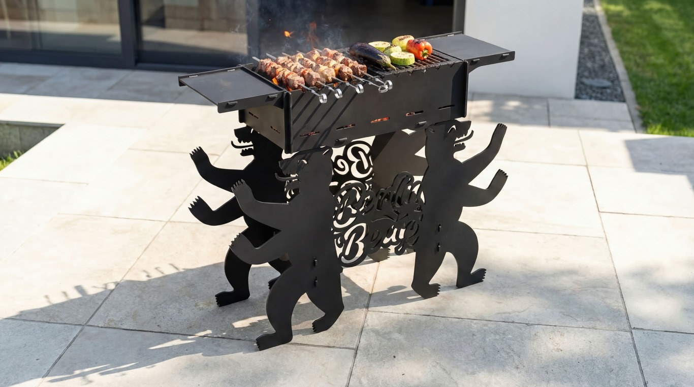 Berlin Bear Fire Pit Grill. DXF files for plasma, laser cutting. Фото 2