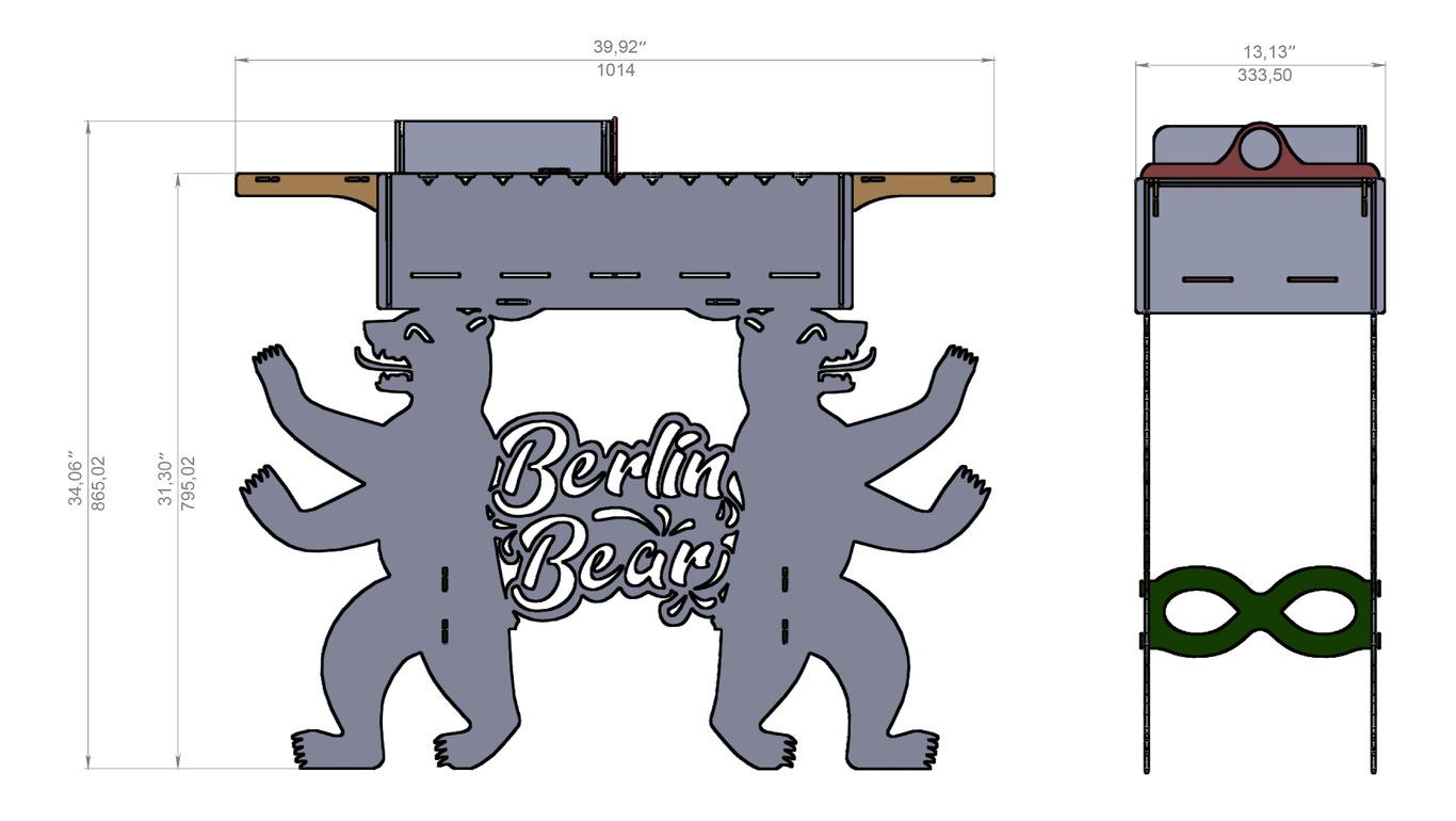 Berlin Bear Fire Pit Grill. DXF files for plasma, laser cutting. Фото 9