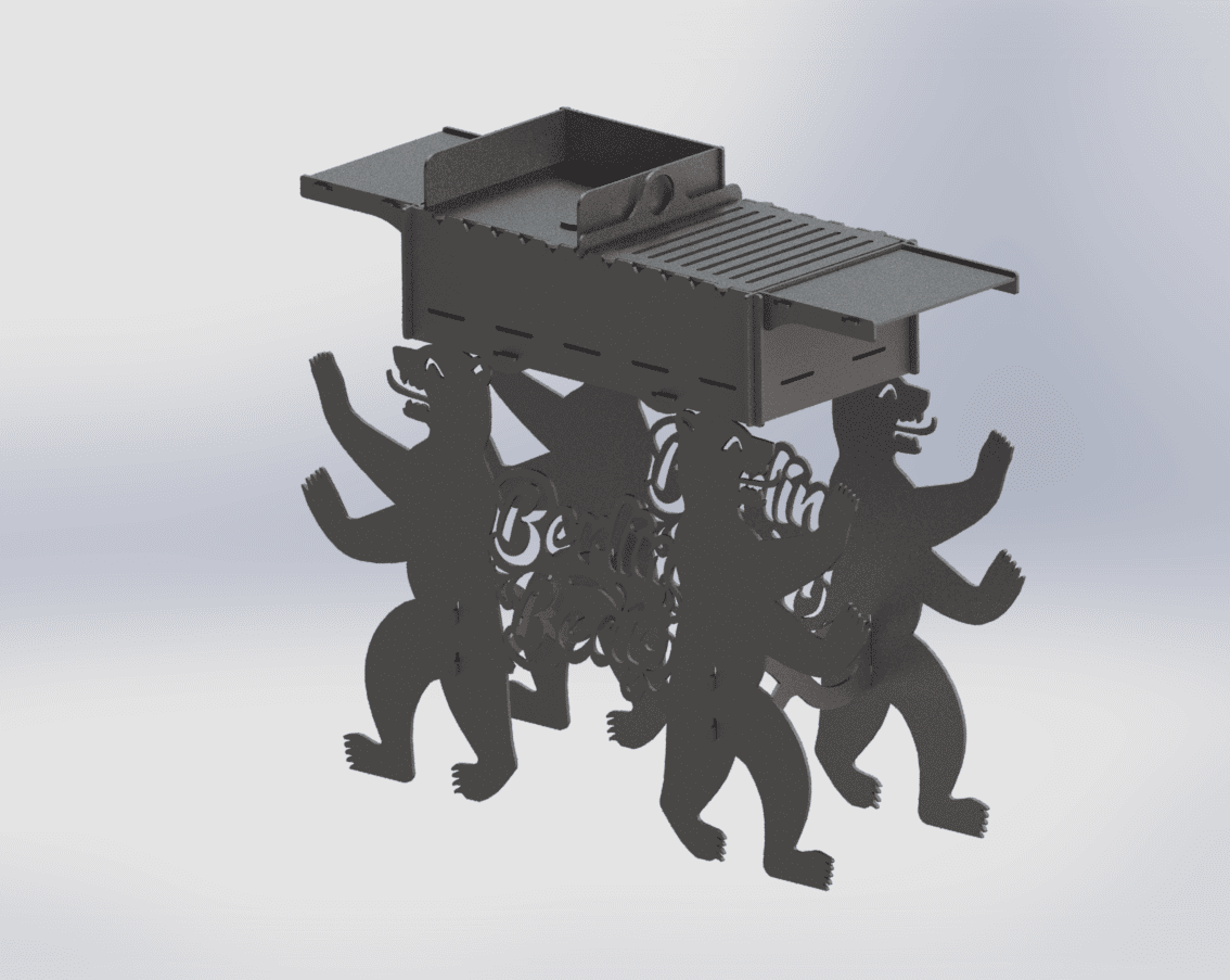Berlin Bear Fire Pit Grill. DXF files for plasma, laser cutting. Фото 8