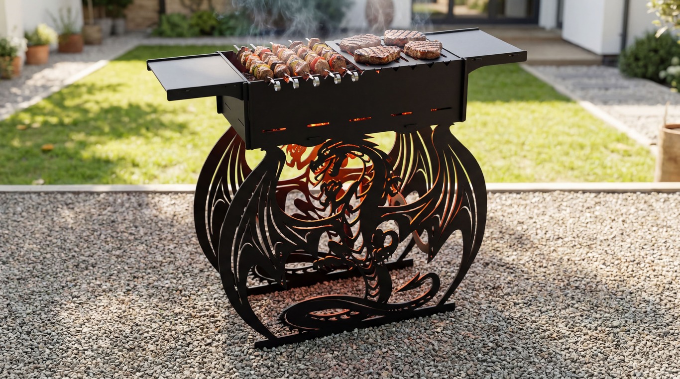 Dragon Fire Pit Grill. DXF files for plasma, laser cutting. Фото 2