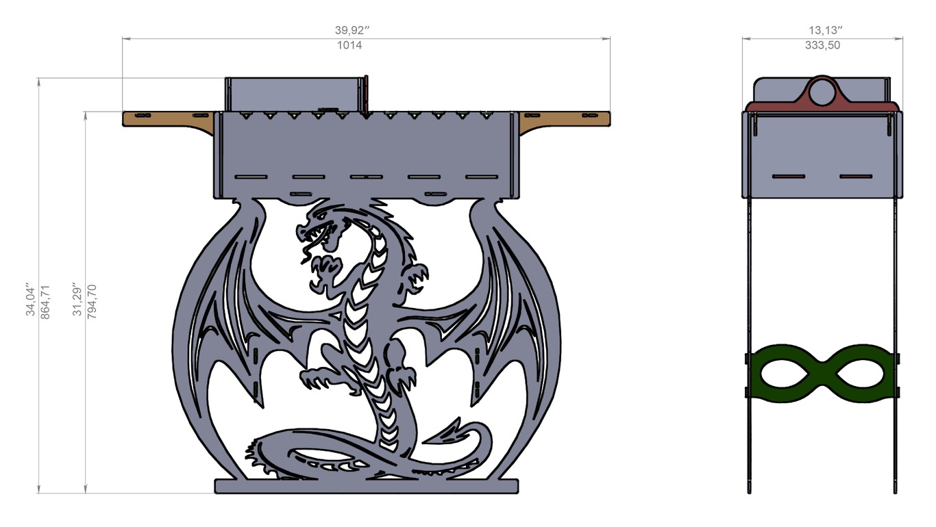 Dragon Fire Pit Grill. DXF files for plasma, laser cutting. Фото 9