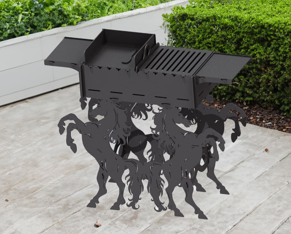 Horse Fire Pit Grill. DXF files for plasma, laser cutting