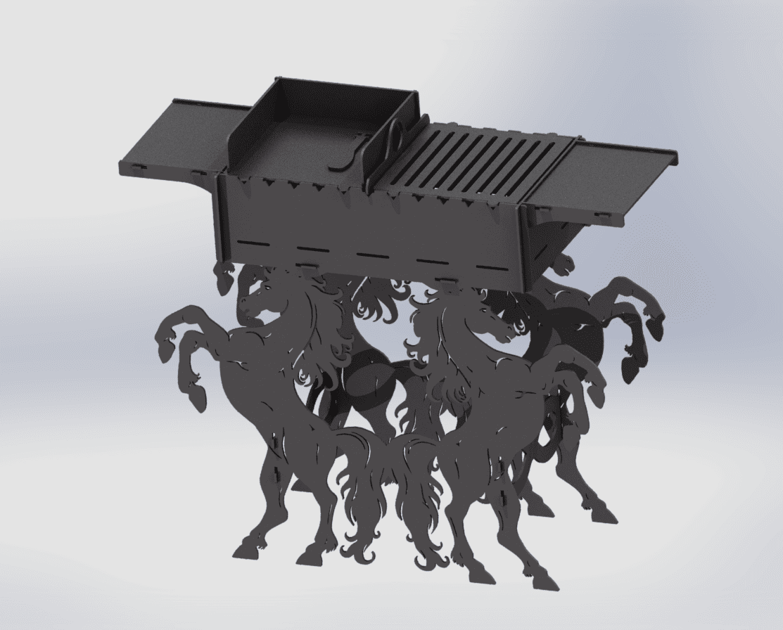 Horse Fire Pit Grill. DXF files for plasma, laser cutting. Фото 4