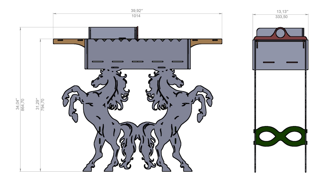 Horse Fire Pit Grill. DXF files for plasma, laser cutting. Фото 9