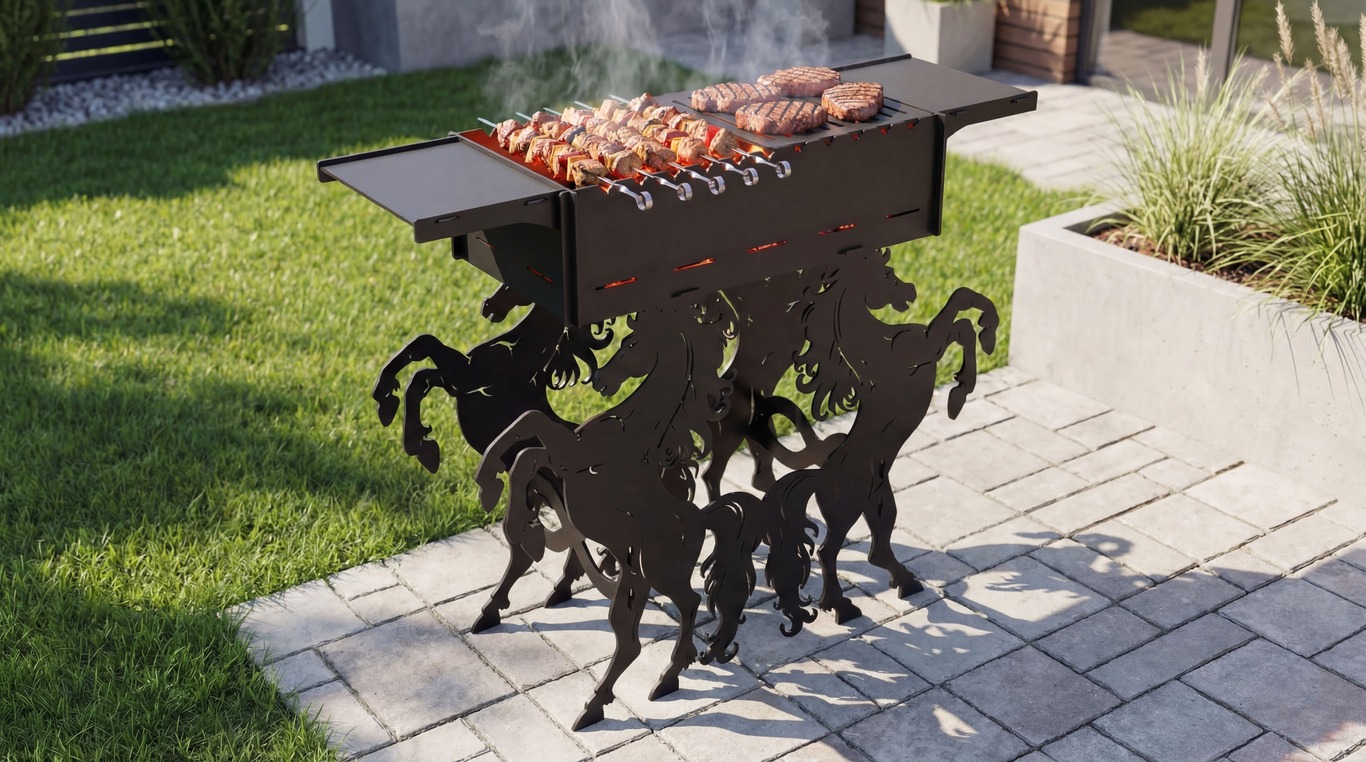 Horse Fire Pit Grill. DXF files for plasma, laser cutting. Фото 2