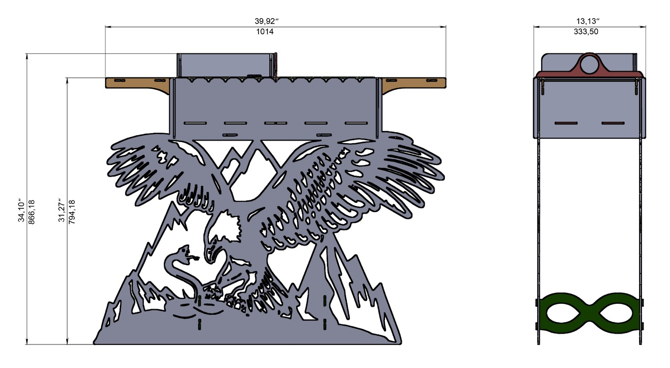 Eagle Fire Pit Barbecue. DXF files for plasma, laser cutting. Фото 9