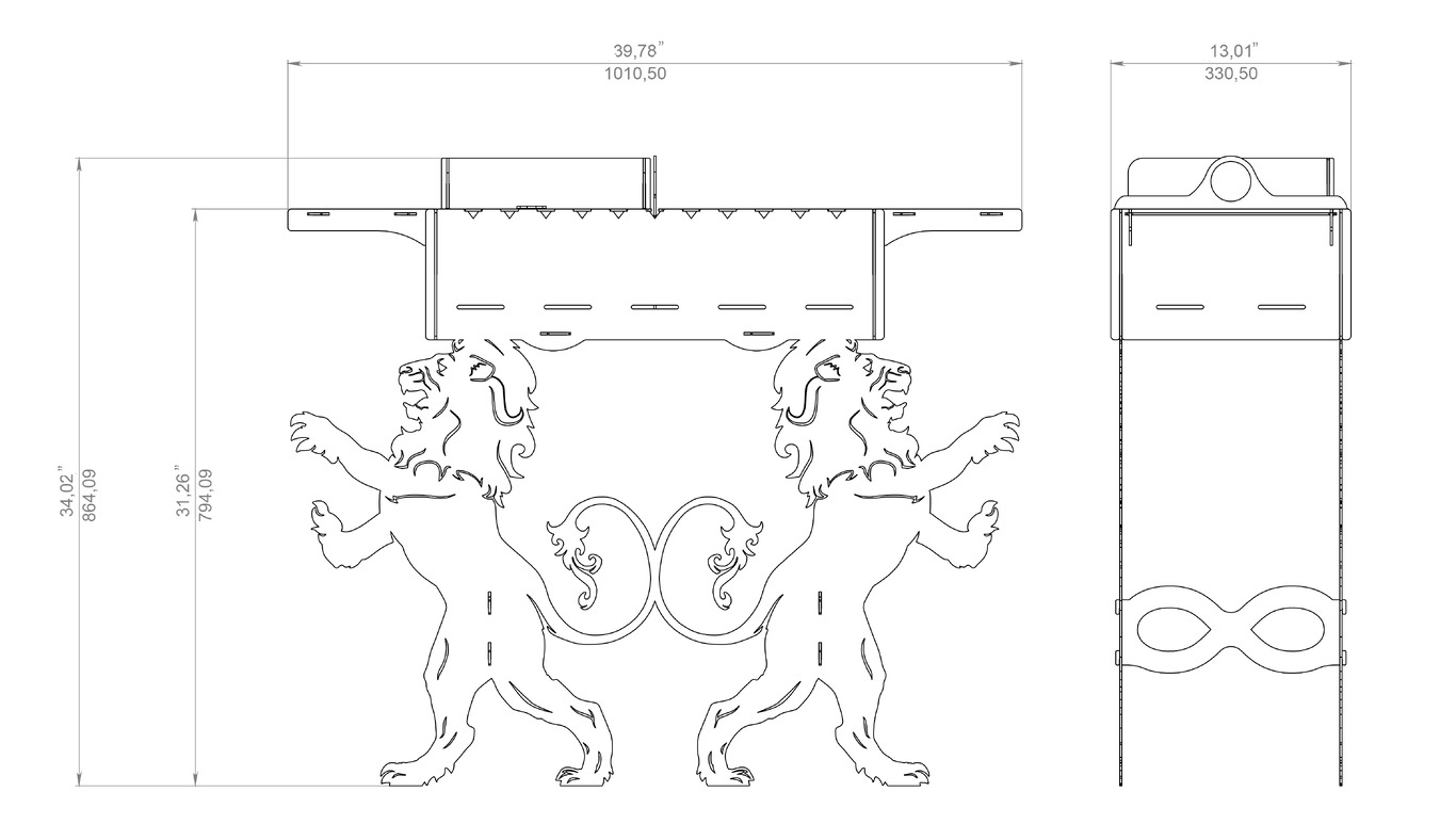 Lion Fire Pit Barbecue. DXF files for plasma, laser cutting. Фото 11