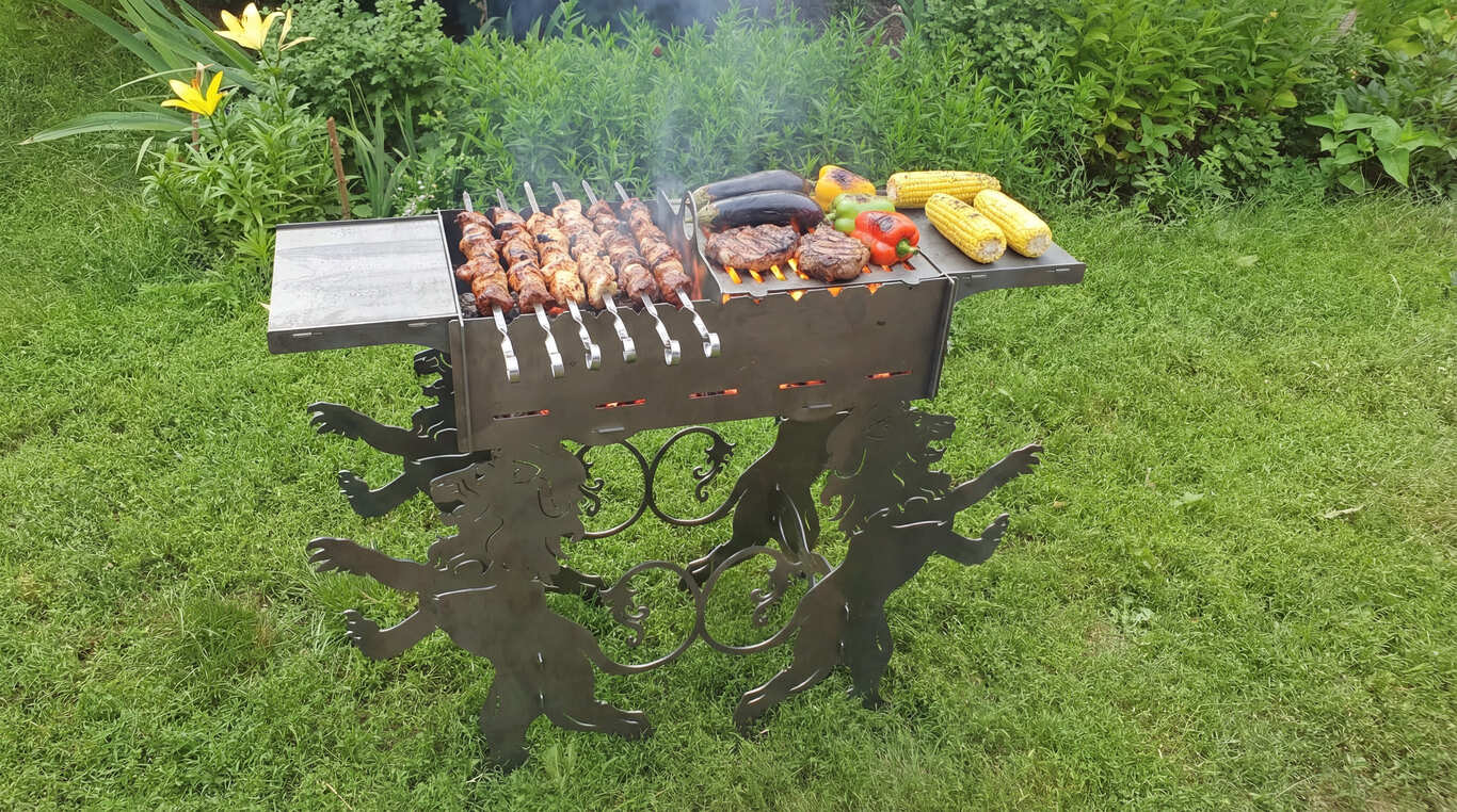 Lion Fire Pit Barbecue. DXF files for plasma, laser cutting. Фото 2