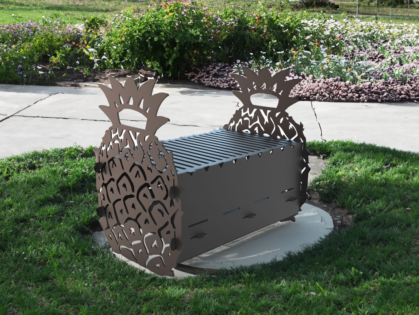 Pineapple Fire Pit Grill. DXF files for plasma, laser cutting