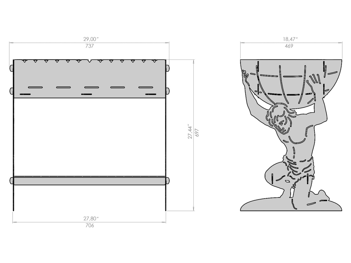 Atlant Fire Pit Grill. DXF files for plasma, laser cutting. Фото 13