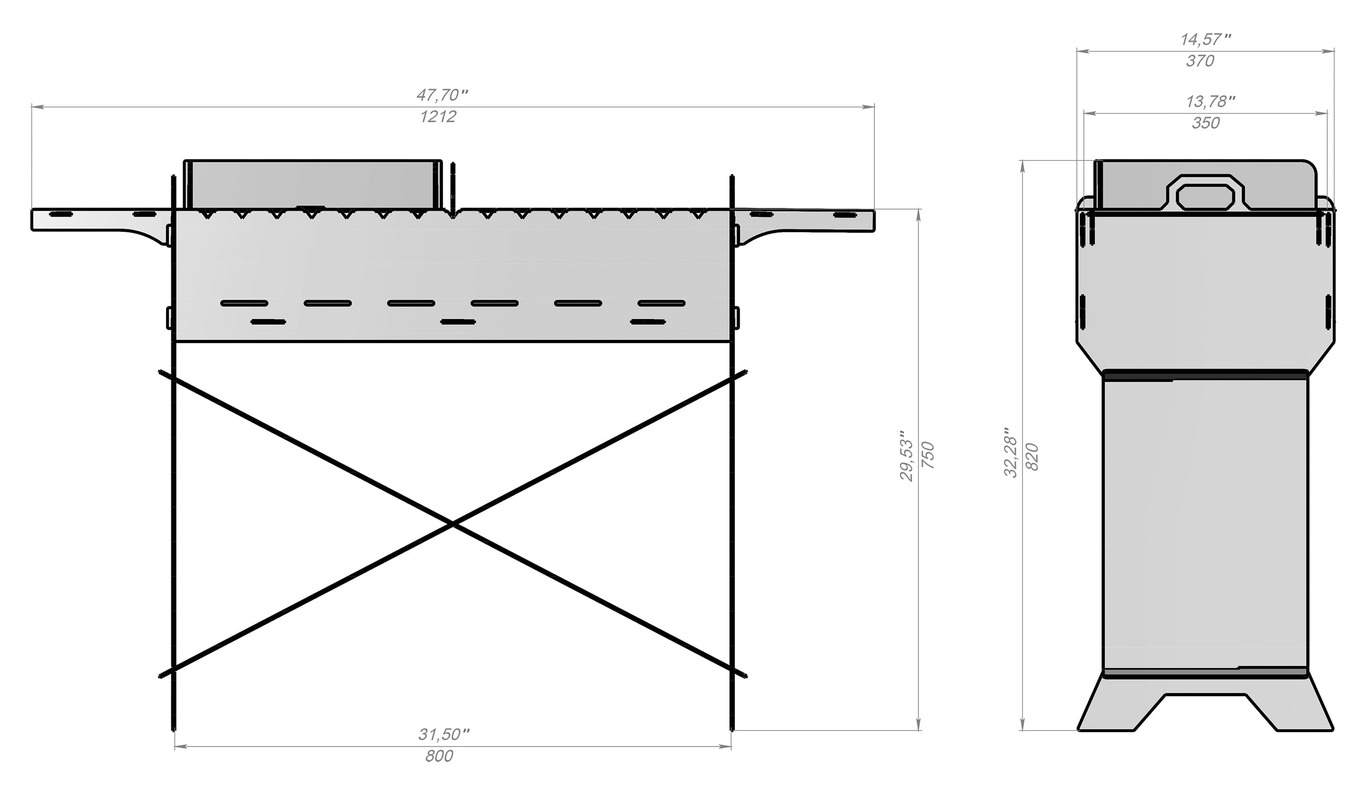 Brazier X V1 Fire Pit Grill. DXF files for plasma, laser cutting. Фото 15