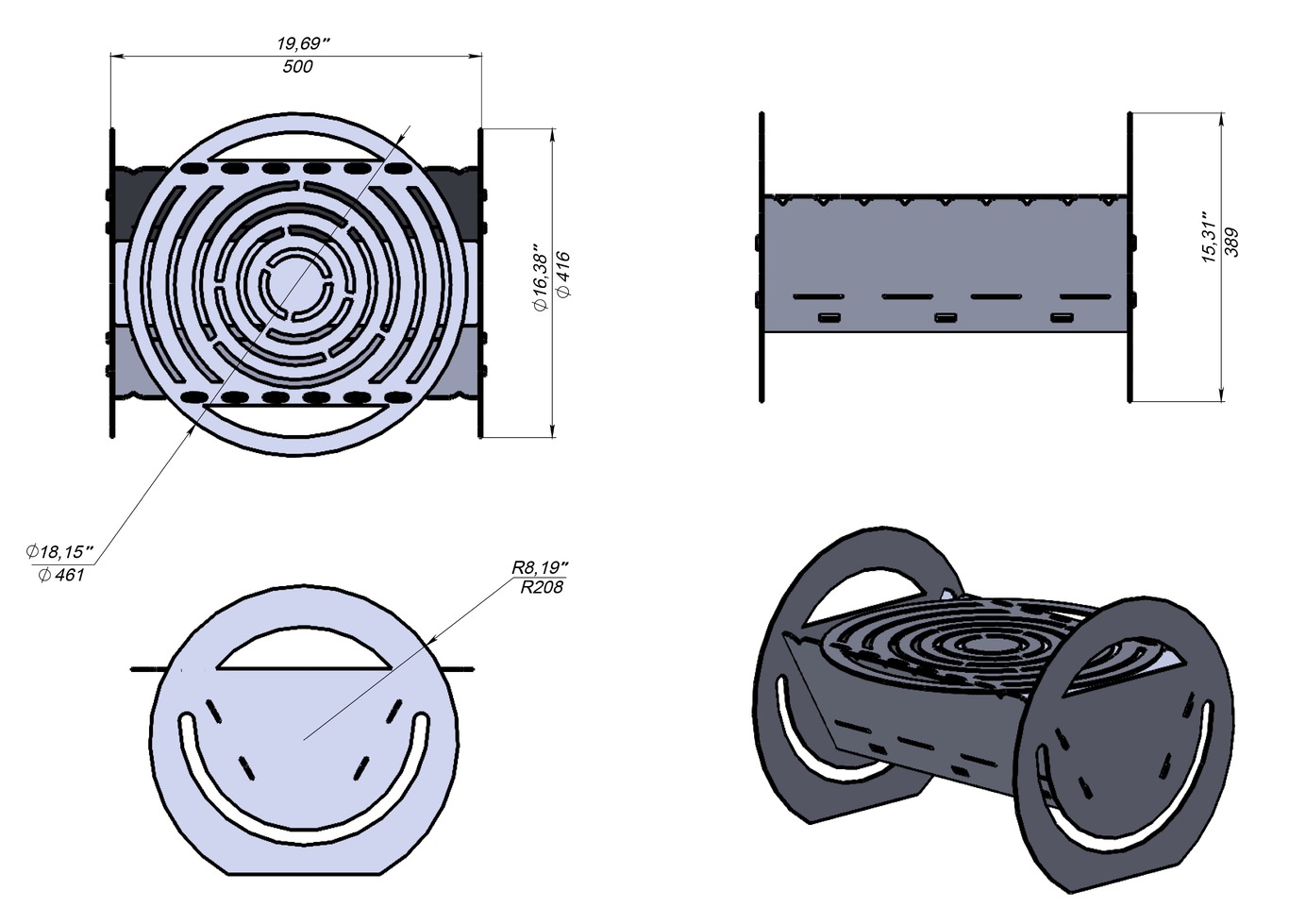 Round Fire Pit Grill. DXF files for plasma, laser cutting. Фото 10