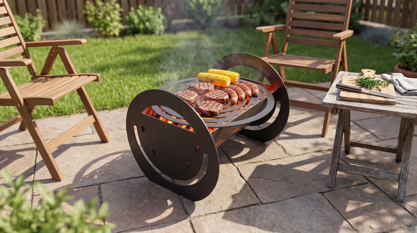 Round Fire Pit Grill. DXF files for plasma, laser cutting. Фото 2