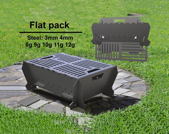 Barbecue a Legna Pieghevole. File DXF per taglio plasma, laser. Barbecue per campeggio