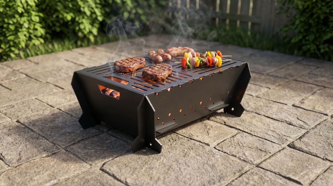Barbecue a Legna Pieghevole. File DXF per taglio plasma, laser. Barbecue per campeggio. Фото 2