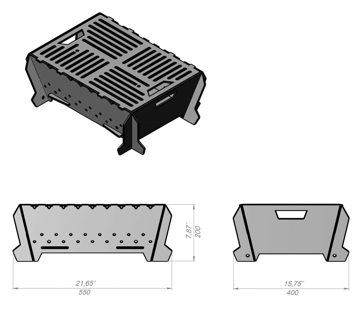Barbecue a Legna Pieghevole. File DXF per taglio plasma, laser. Barbecue per campeggio. Фото 11