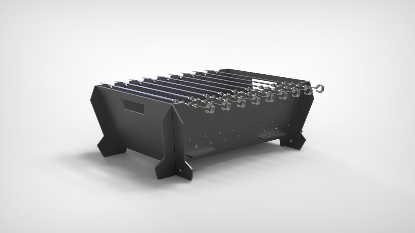 Barbecue a Legna Pieghevole. File DXF per taglio plasma, laser. Barbecue per campeggio. Фото 8