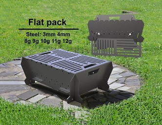 Flat-Pack Fire Pit Grill. DXF files for plasma, laser cutting. Barbecue for Camping