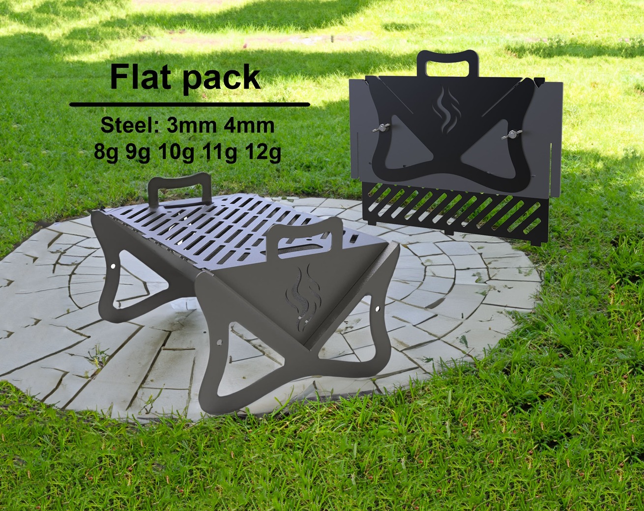 Flat-Pack V2 Fire Pit Grill. DXF files for plasma, laser cutting. Barbecue for Camping