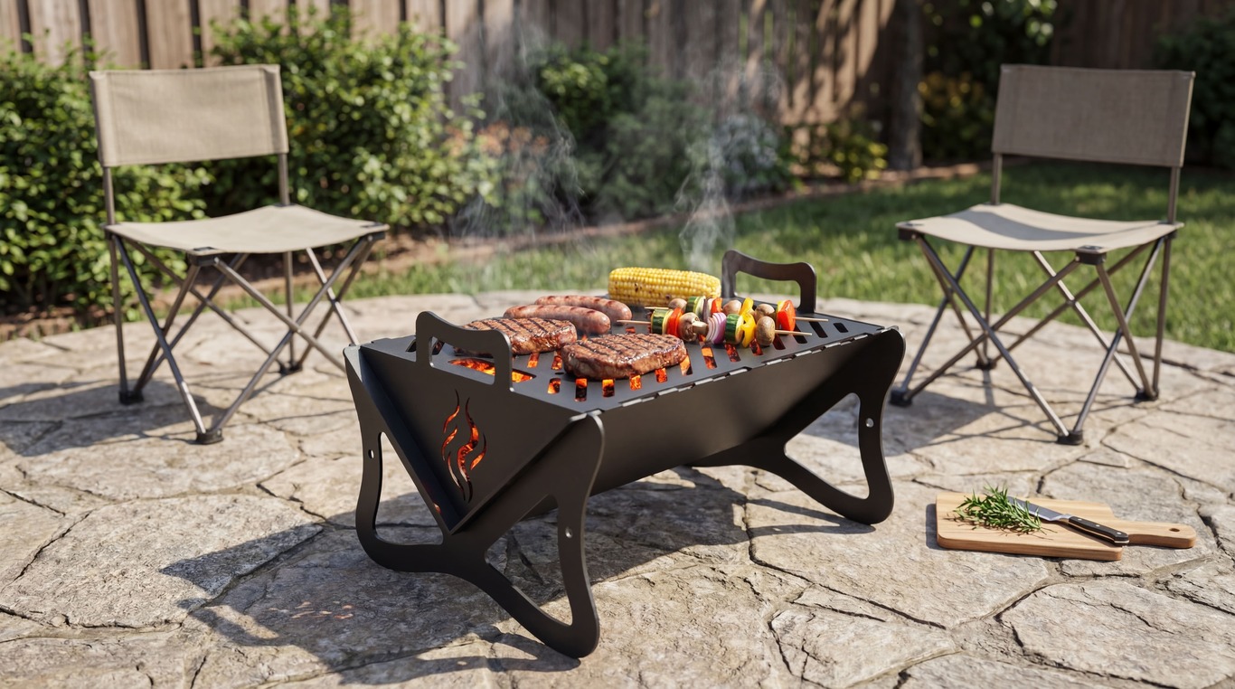 Flat-Pack V2 Fire Pit Grill. DXF files for plasma, laser cutting. Barbecue for Camping. Фото 2