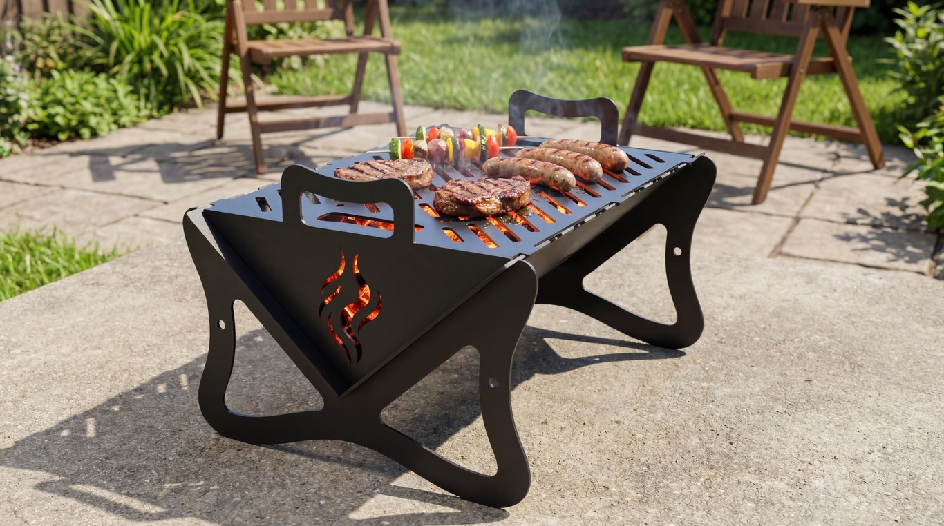 Flat-Pack V2 Fire Pit Grill. DXF files for plasma, laser cutting. Barbecue for Camping. Фото 3