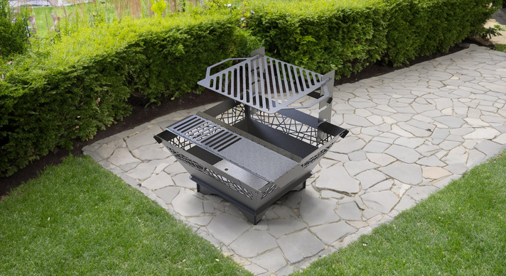 29-Inch Square Fire Pit Grill with Ornament. DXF files for plasma, laser cutting