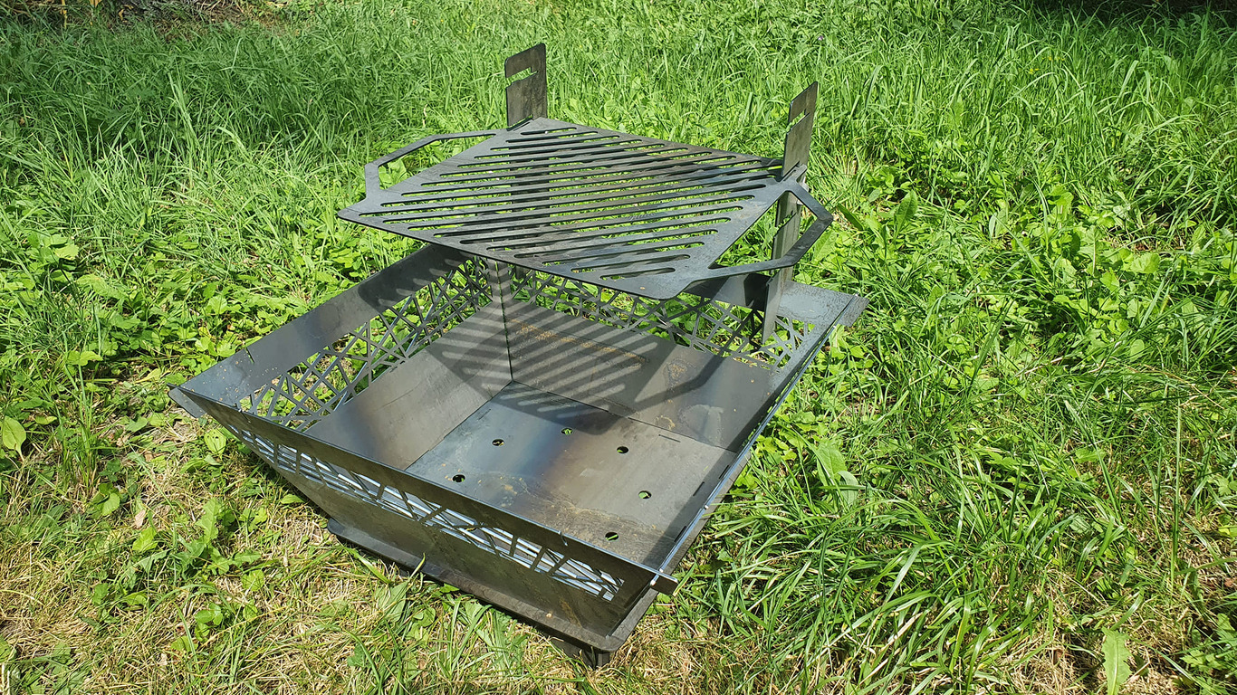 29-Inch Square Fire Pit Grill with Ornament. DXF files for plasma, laser cutting. Фото 7