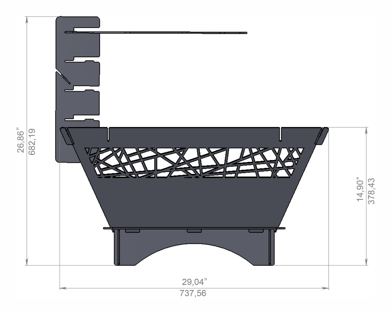 29-Inch Square Fire Pit Grill with Ornament. DXF files for plasma, laser cutting. Фото 15