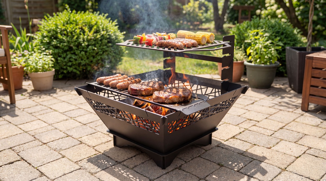 29-Inch Square Fire Pit Grill with Ornament. DXF files for plasma, laser cutting. Фото 2