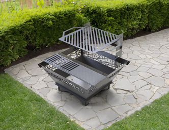 29-Inch Square Fire Pit Grill with Ornament. DXF files for plasma, laser cutting