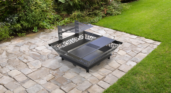 41-Inch Square Fire Pit Grill with Ornament. DXF files for plasma, laser cutting