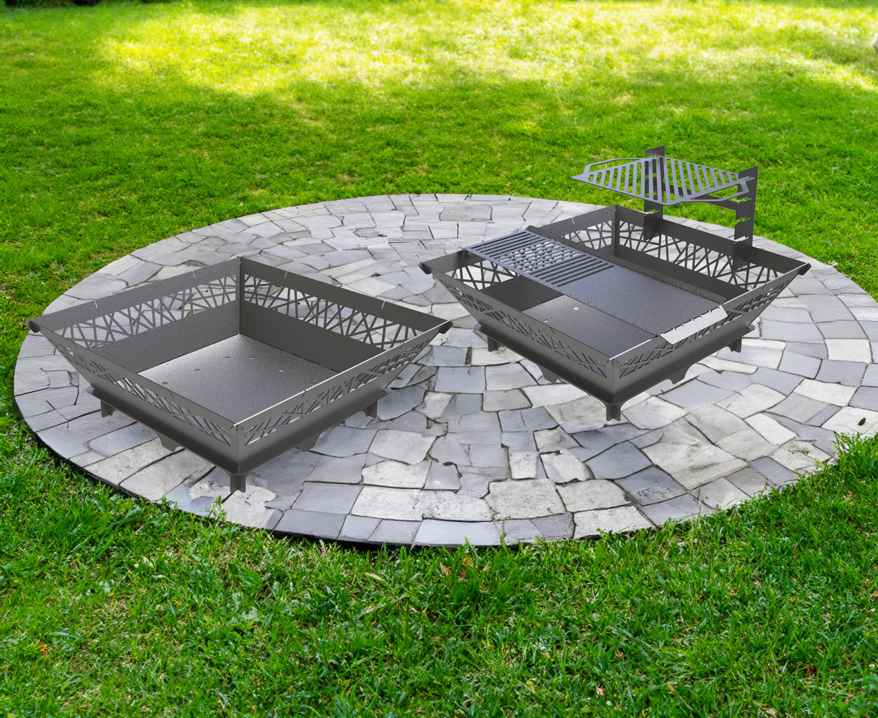 41-Inch Square Fire Pit Grill with Ornament. DXF files for plasma, laser cutting. Фото 4