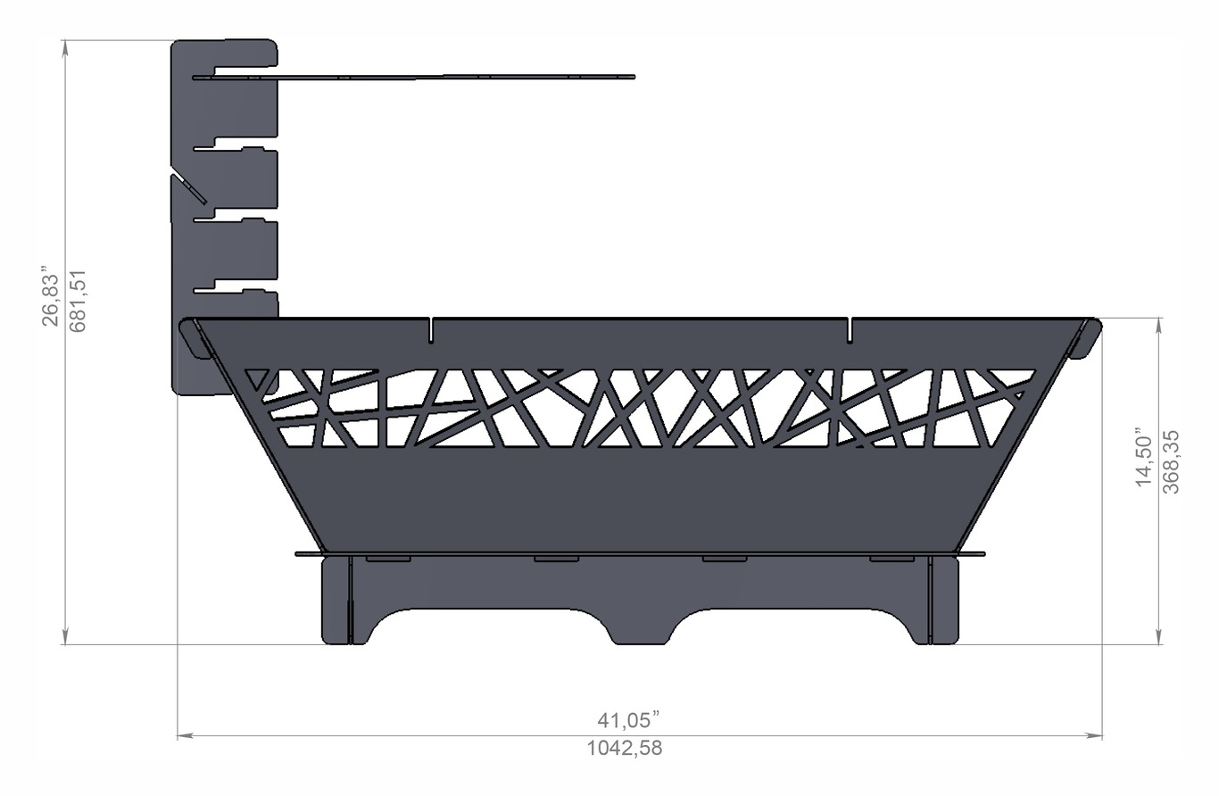41-Inch Square Fire Pit Grill with Ornament. DXF files for plasma, laser cutting. Фото 8