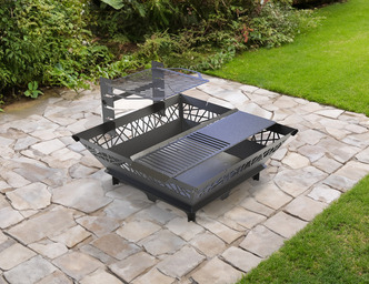 41-Inch Square Fire Pit Grill with Ornament. DXF files for plasma, laser cutting