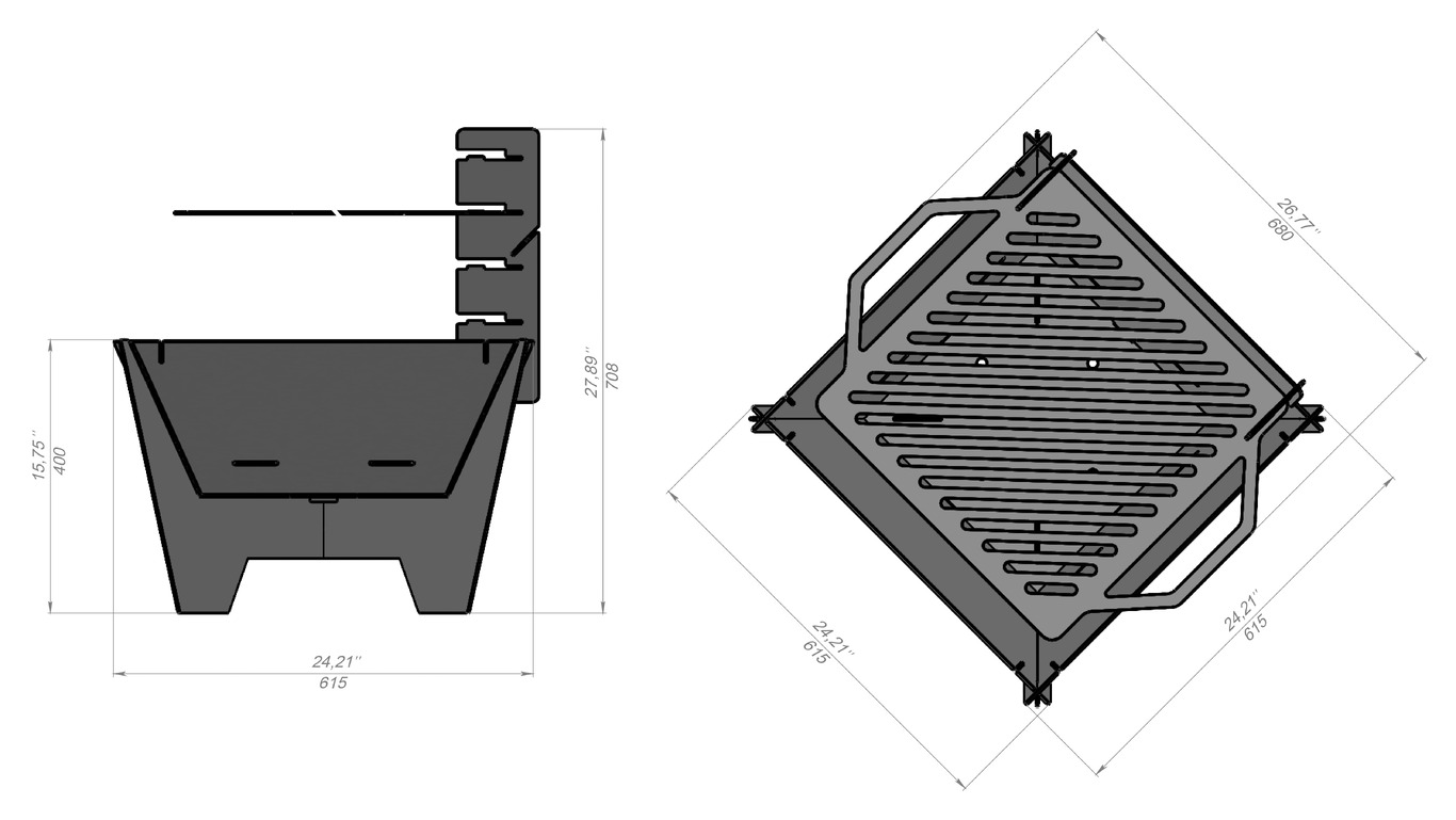 24-Inch Square Fire Pit Grill V2. DXF files for plasma, laser cutting. Фото 11