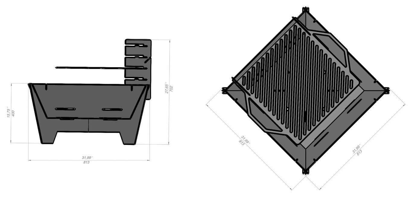 32-Inch Square Fire Pit Grill V2. DXF files for plasma, laser cutting. Фото 12