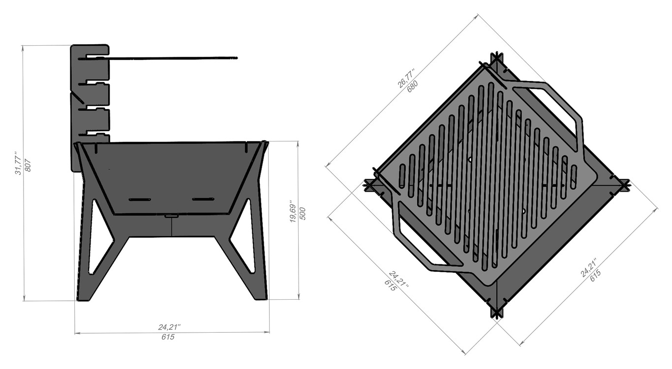 24-Inch Square Fire Pit Grill V3. DXF files for plasma, laser cutting. Фото 12
