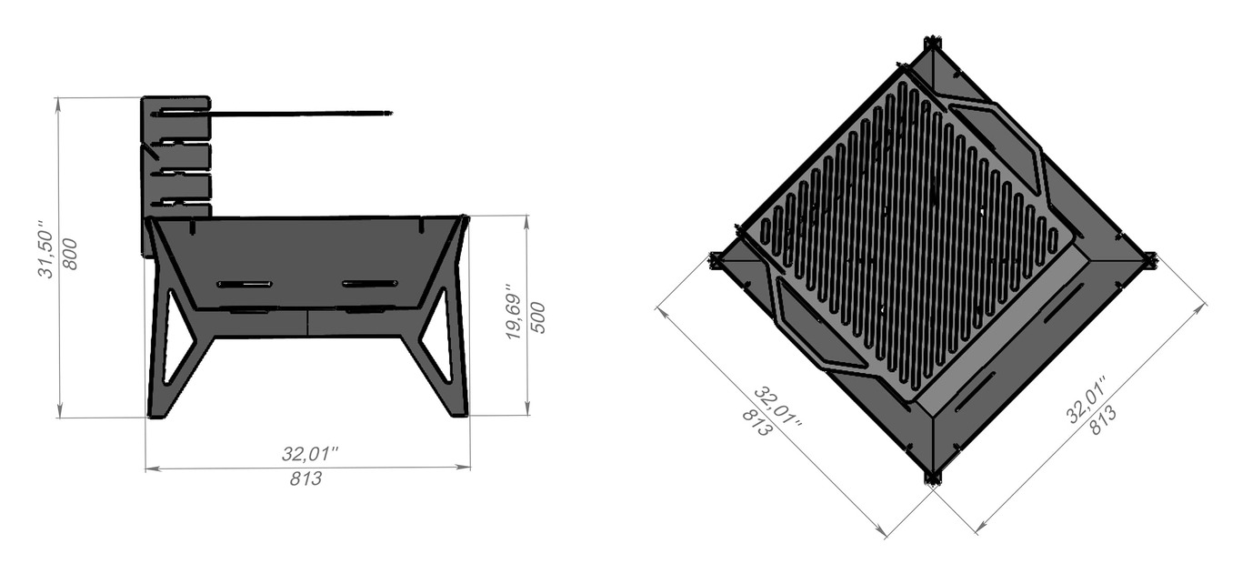 32-Inch Square Fire Pit Grill V3. DXF files for plasma, laser cutting. Фото 13