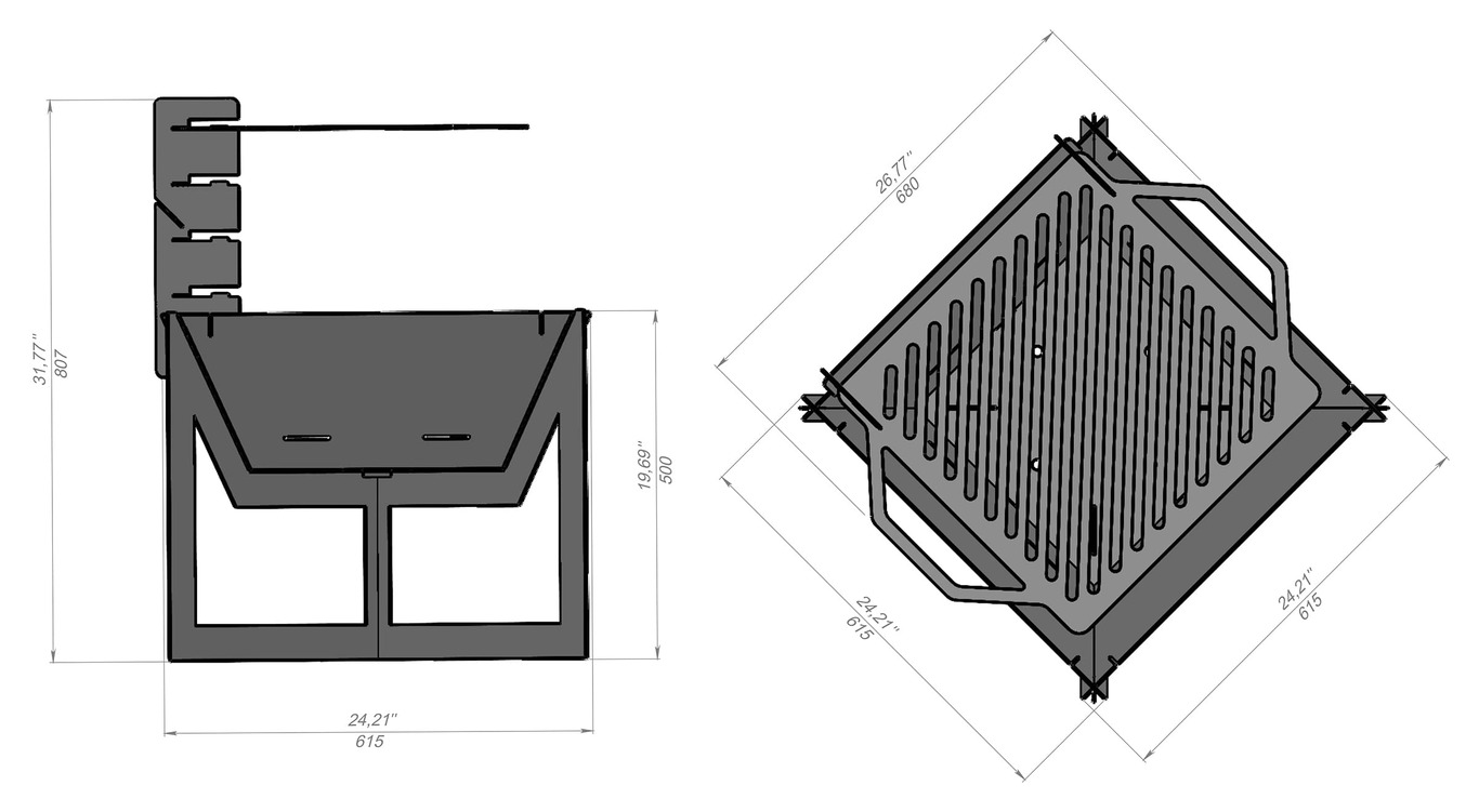 24-Inch Square Fire Pit Grill V4. DXF files for plasma, laser cutting. Фото 11
