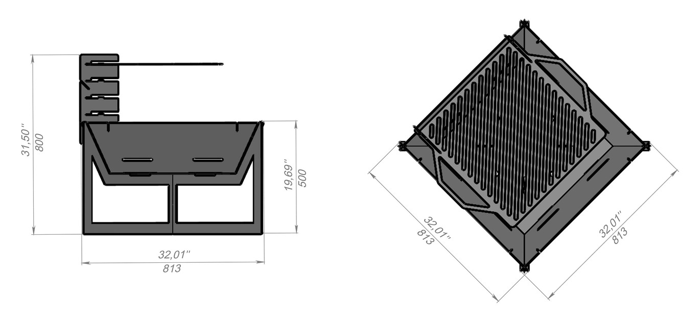 32-Inch Square Fire Pit Grill V4. DXF files for plasma, laser cutting. Фото 13