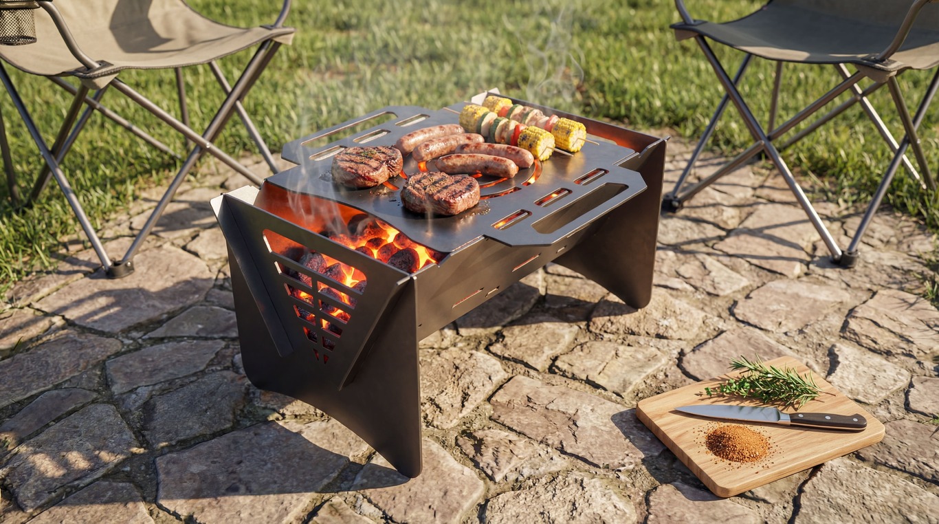 Mix Fire Pit Grill. DXF files for plasma, laser cutting. Portable BBQ. Фото 2