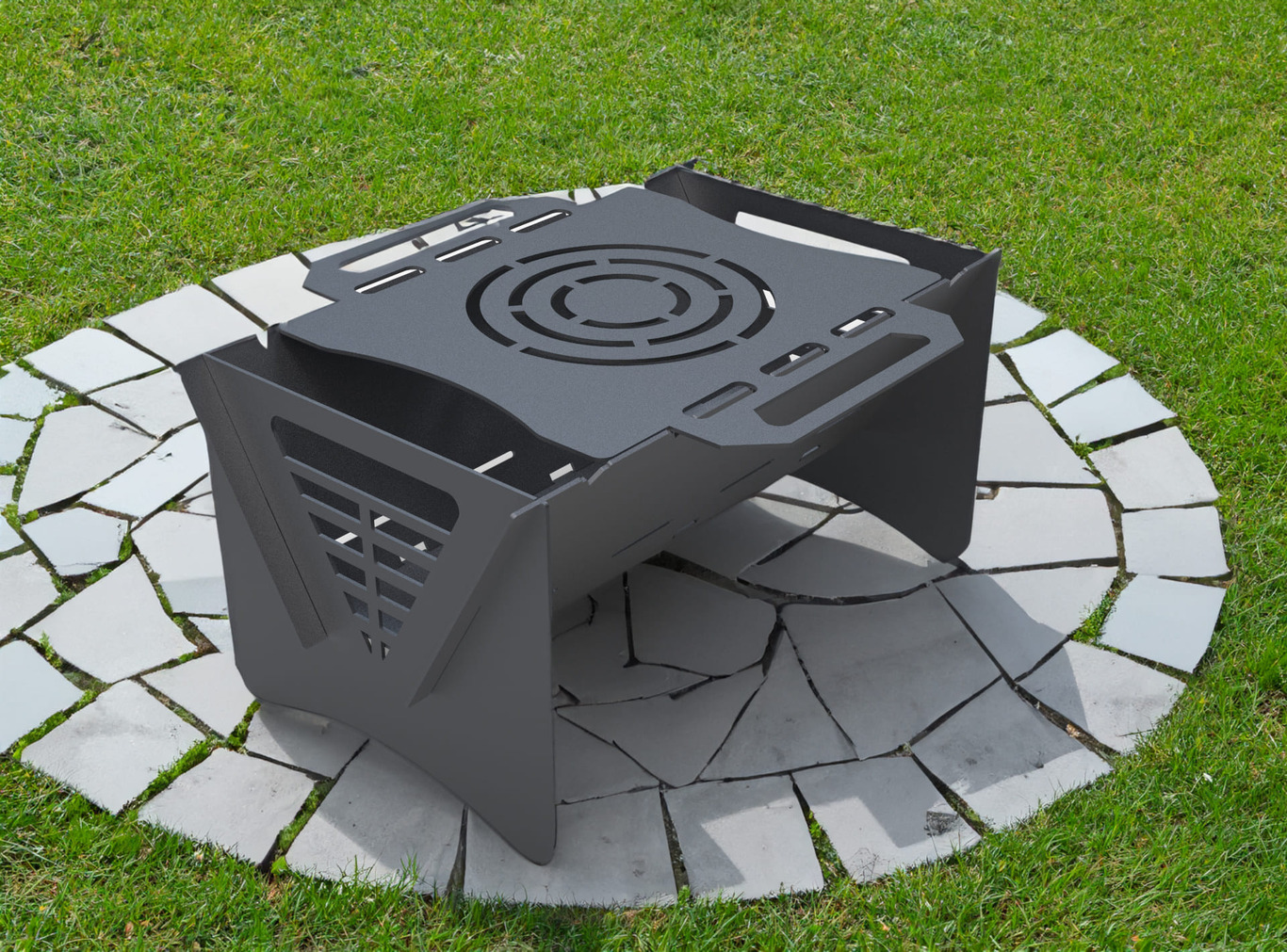 Mix Fire Pit Grill. DXF files for plasma, laser cutting. Portable BBQ