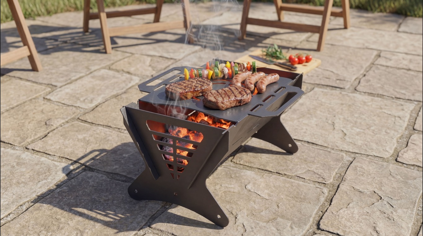 Mix V2 Fire Pit Grill. DXF files for plasma, laser cutting. Portable BBQ. Фото 2
